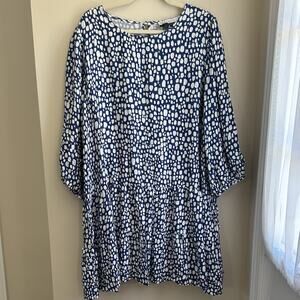 Eloquii Dress Blue &‎ White Polka Dot Size 20W
